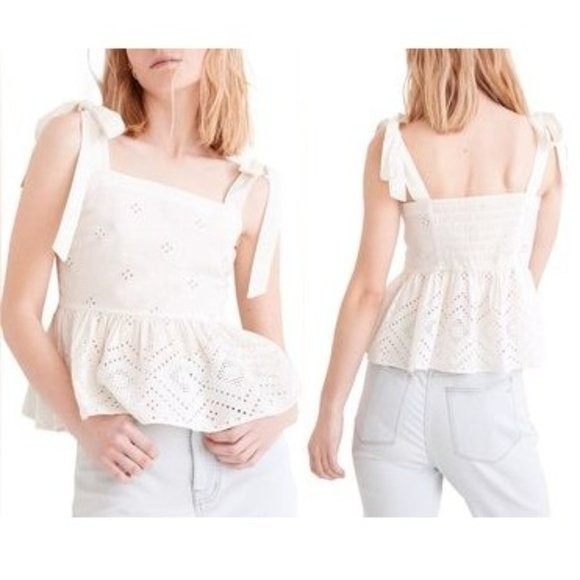 SOLD OUT!! Madewell - Rosalie Tie Strap Geo Eyelet Top - Picture 2 of 12
